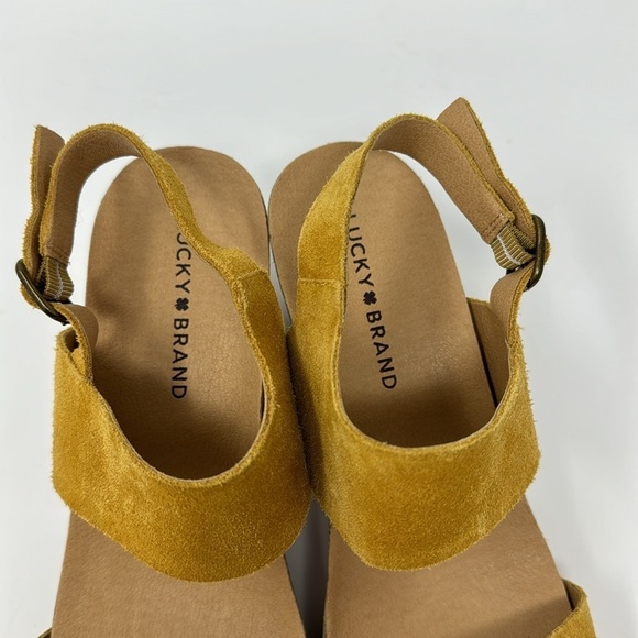 Brand New! Lucky 🍀 Brand Yellow Leather Heeled Sandals SIZE 8.5M/39 - Picture 10 of 13